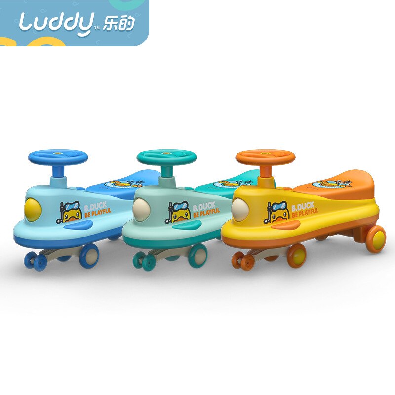 LUDDY B.duck Little Yellow Duck 3-6 Years Old Children&s Twisting Car Universal Roller Skating Scooter Flashing Silent Roller Yo